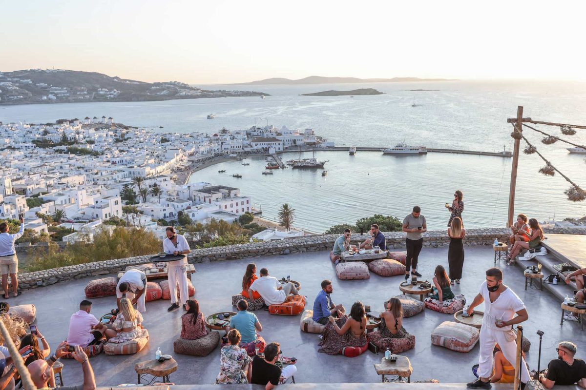 The 180m Sunset Bar in Mykonos